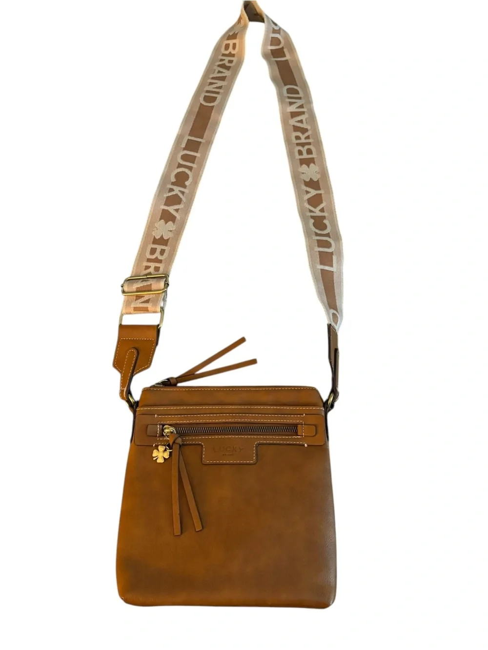 Lucky Brand Lani Vegan Leather Crossbody Bag Dachshund Logo Strap